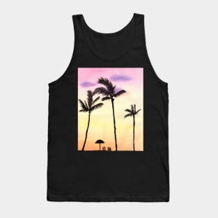 Palm Trees with yellow and pink sunset Tank Top